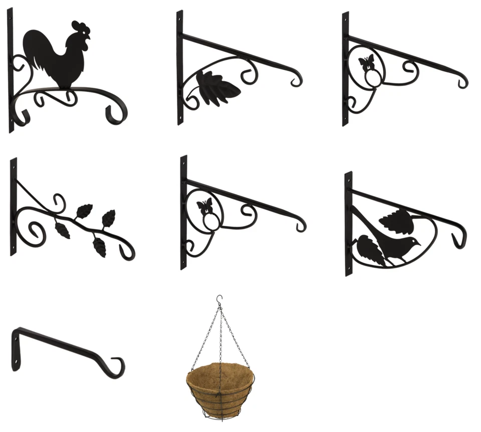 Console Muro Nero Cestino di Fiori Vaso da Parete Protezione Pianta Appendere