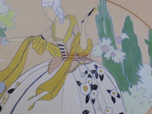 Baroque Mascarade Lovers (1920s) Watercolor Gouache Painting * Marymount School - Picture 3 of 18
