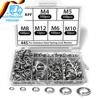445 StüCk Federringe Edelstahl Set, Federring M4/M5/M6/M8/M10/M12 SpiralföRmige