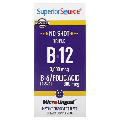 Triple B-12, B-6, Folic Acid, 60 MicroLingual Instant Dissolve Tablets