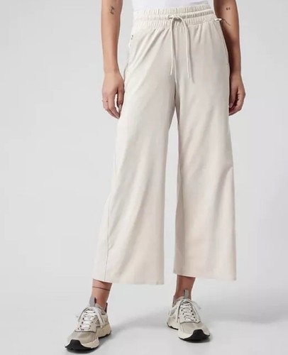 NWT Athleta Avenue Wide Leg Crop Pants, Tan/Beige, Sz 10 Tall
