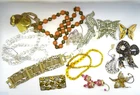 (x14) Vtg. Costume Jewelry Collection Rhinestone Necklace Brooch Silver - B5