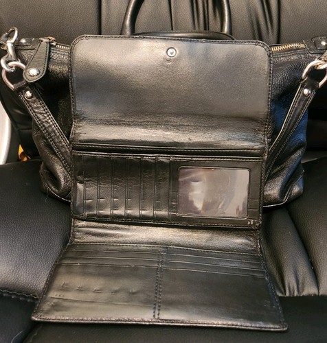 Coach Ashley Black Leather Satchel Shoulder Bag F15445 & Matching Wallet Set - Picture 7 of 17