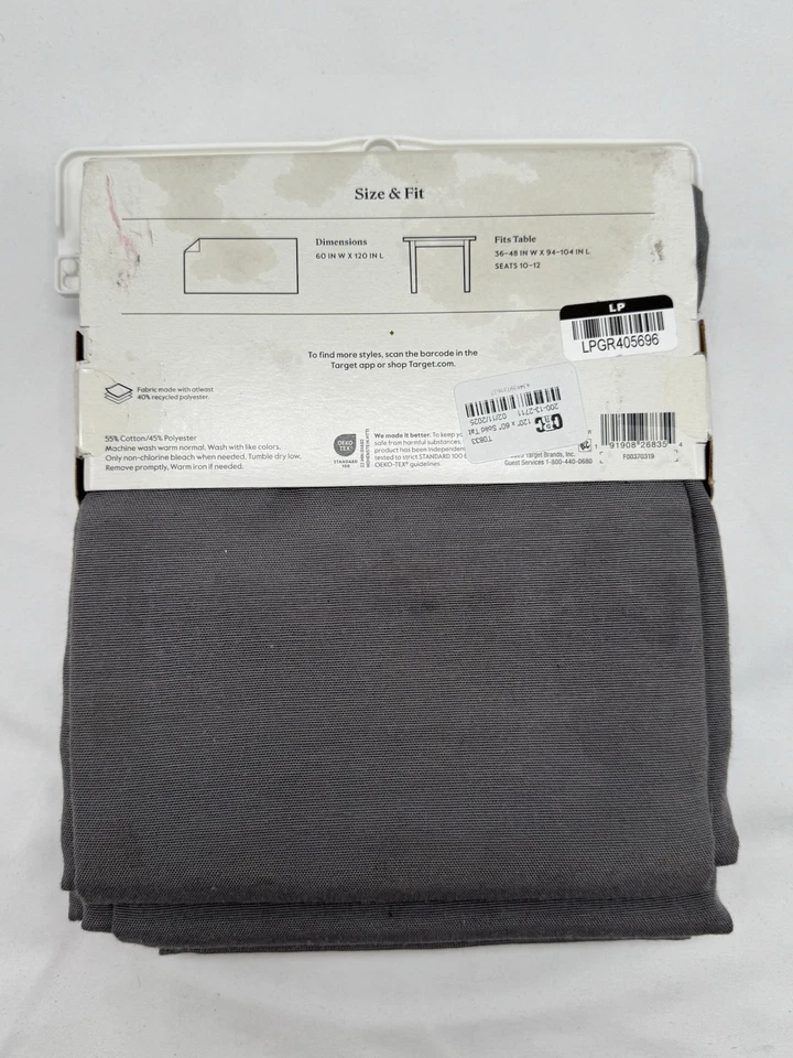 Threshold Tablecloth GRAY 60x120 Cotton Poly Blend Farmhouse Cottagecore NIP - Image 4 of 4