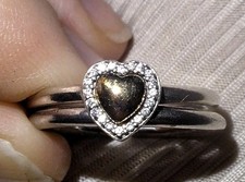 Pandora Vintage,rare Heart S925 & Gold G585, solid Heart Puzzle Ring 56 X2 
