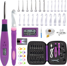 Light Up Crochet Hooks Set 24 Interchangeable LED Digital Counter Starter Tools