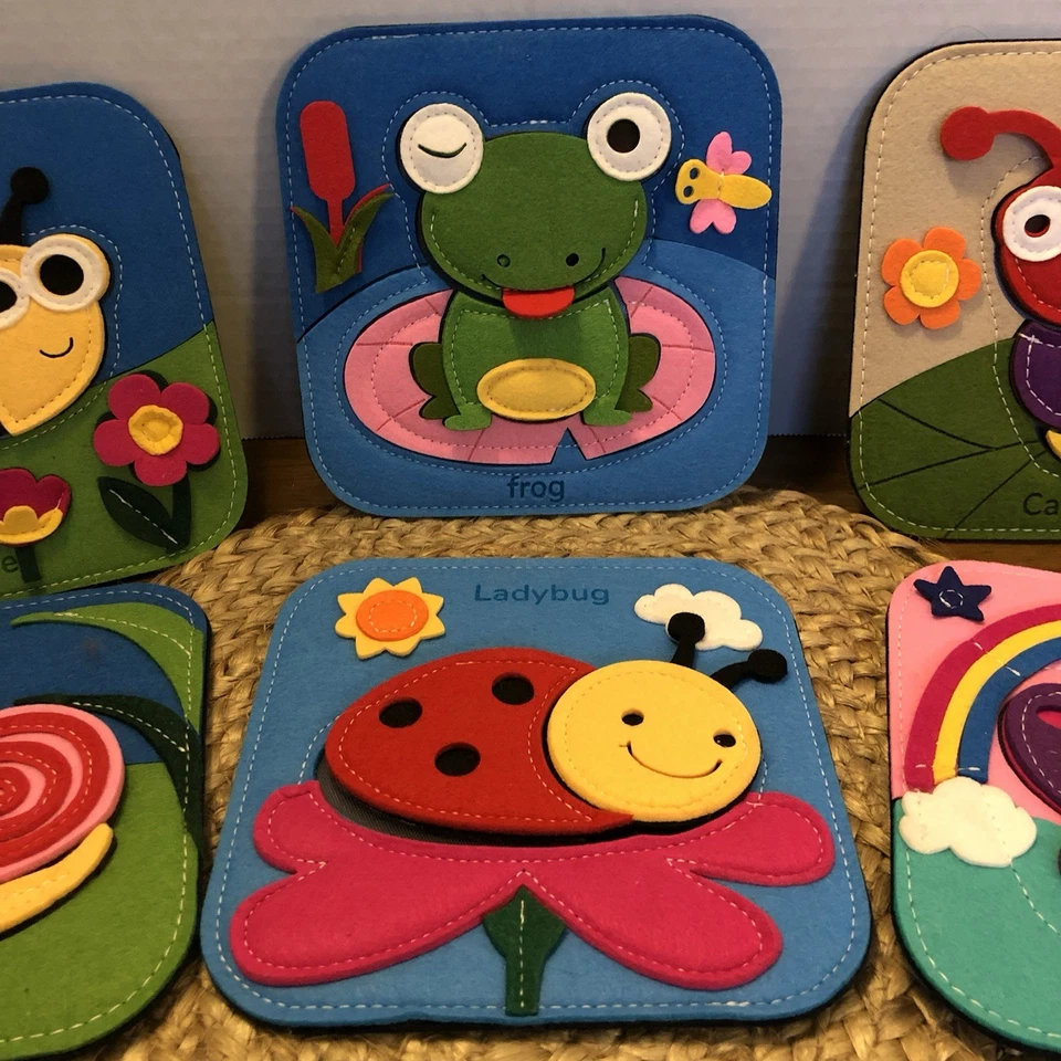 5er Set Filz Ruhe Buch Puzzle Lernen Montessori Puzzles Tiere - Bild 3 von 4