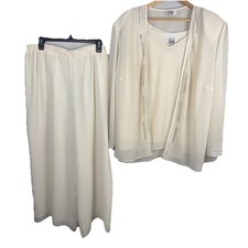 Vintage R M Richards Karen Kwong 3 Pc pant set 24W Ivory Formal Evening Wear