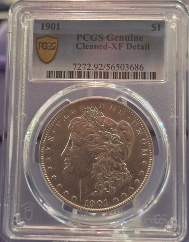 1901-P  $1 Morgan Silver Dollar XF Detail Cleaned PGCS Genuine Authentic 01/2026