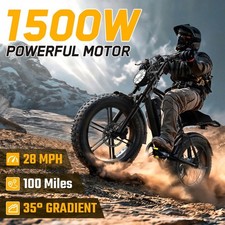 20" FAT TIRE ADULTS ELECTRIC BIKE 1500W PEAK 32MPH 48V 15/25AH MOUNTAIN EBIKE