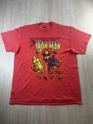 Marvel Comics T-Shirt rot meliert Grafik Logo Mad Engine Herren Größe L Large