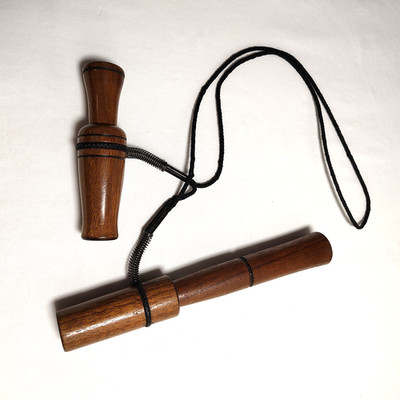 Vintage Wood Goose Call Duck Call Pair Wooden Lanyard Working Lot of 2 Unknown