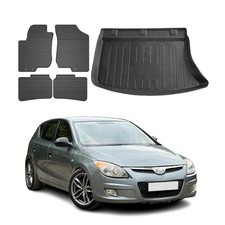 Fußmatten & Kofferraumwanne Set für Hyundai i30 2007-2012 Gummi TPE Schwarz 5x