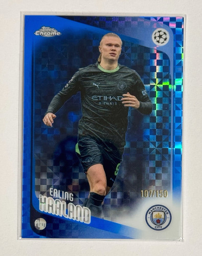 2025-26 TOPPS CHROME UCC ERLING HAALAND #181 BLUE X-Fractor REFRACTOR  #'d /150
