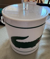 Vintage 80s Cera Ice Bucket W/Lid Wine Chiller Alligator Gators Barware HTF