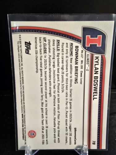Kylan Boswell 2024-25 Bowman Chrome U Green Shimmer 1st RC Rookie Card #78 - Picture 2 of 2