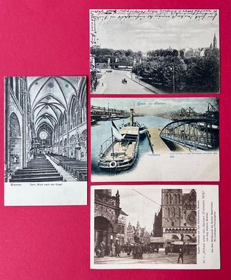 4 x AK BREMEN 1909 Dom Innenansicht, Hafenstrasse, Freihafen      ( 168730
