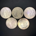 Lot of 5 Morgan Silver Dollars 1884-O 1886 1887-S 1889 1921 $1 Silver Coins