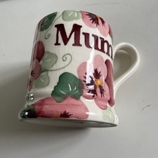 EMMA BRIDGEWATER PINK PANSIES MUM MUG USED -slightly crazed 