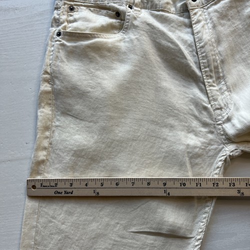 Polo Ralph Lauren Vintage Linen 5 Pocket Pants Mens 38x32 Cream Classic Fit - Picture 13 of 20