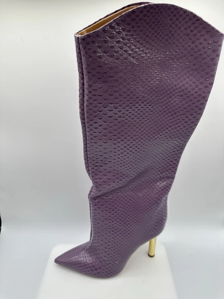 SCHUTZ Maryana Tacón Pin Lavanda Estampado Pitón Charol Bota Mujer Talla 8.5B Foto 3 de 4