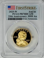 2025W Gold Sacagawea $1 25th Anniversary PR70DCAM PCGS First Strike 950645-5Q