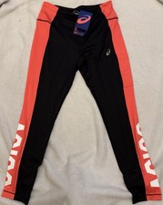 Image of ASICS Women's Sports Logo 7/8 Tight in Performance Black & Diva Pink Size Small