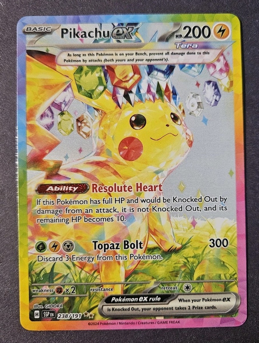 英語のポケモンカード Pokémon TCG Pikachu EX 238/191 Sir Surging Sparks Near Mint