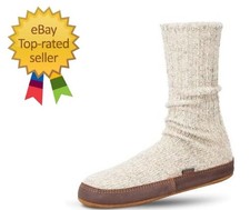 Acorn Mens and Womens Original Slipper Socks Medium, Light Grey Ragg Wool