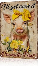 Cute Pig Tin Metal Signs Ironic Retro Sign For Wall Decoration Street Yard Porc