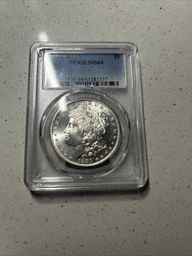 PCGS RATED MS64 BRIGHT WHITE 1881-S SILVER MORGAN, PROOFLIKE FINISH