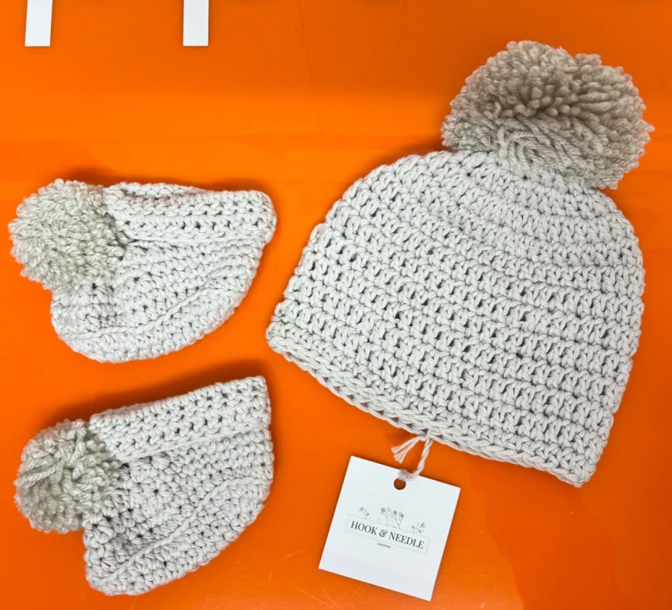 Hook & Needle Baby Set - Knitted Hat & Booties, NEW, Age 3-6 Months,RRP £32, Sf