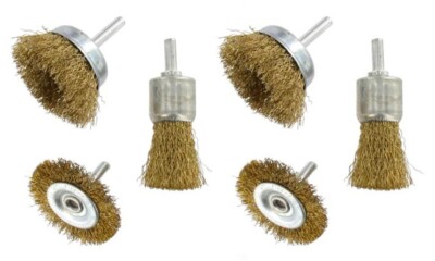 6tlg Scheibenbürste Topfbürste Drahtbürste Set Stiehlbürste 25-50mm Bohrmaschine