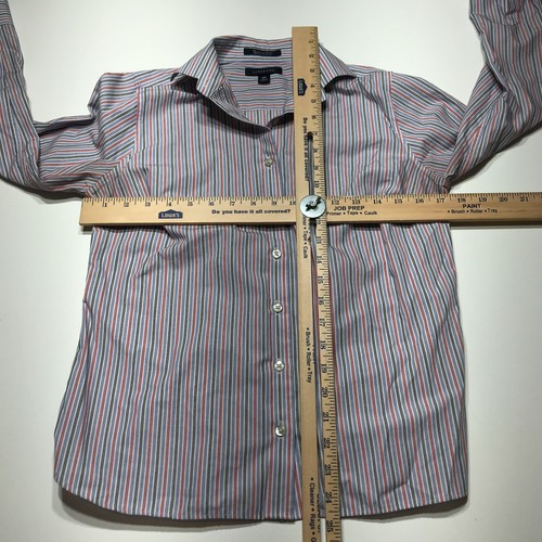 Lands End Petite Shirt Womens Size 4P Wrinkle Free Broadcloth Button Down Stripe - Picture 10 of 12