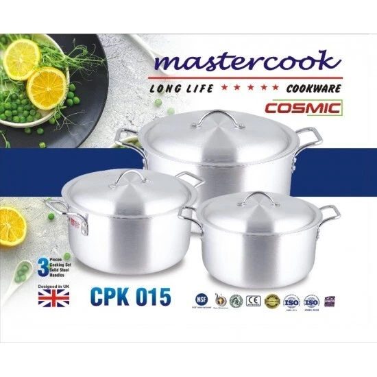3PC ALUMINIUM SAUCEPAN SET WITH HANDLE COOKWARE POT PANS SIZE (28/30/32cm)