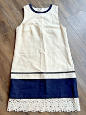 Ann Taylor Loft Navy Blue Ivory Shift Color Block Dress SZ 2