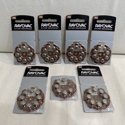 Size 312 Rayovac Extra Advanced Hearing Aid Batteries - 7 Pack 54Pcs