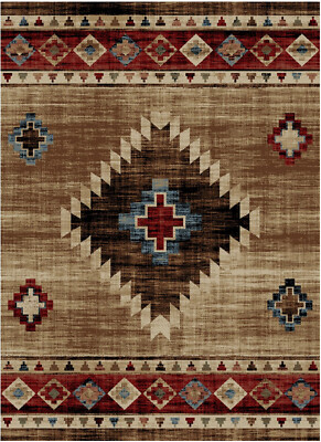  Southwestern Tribal Lodge Cabin Area Rug **FREE SHIPPING**