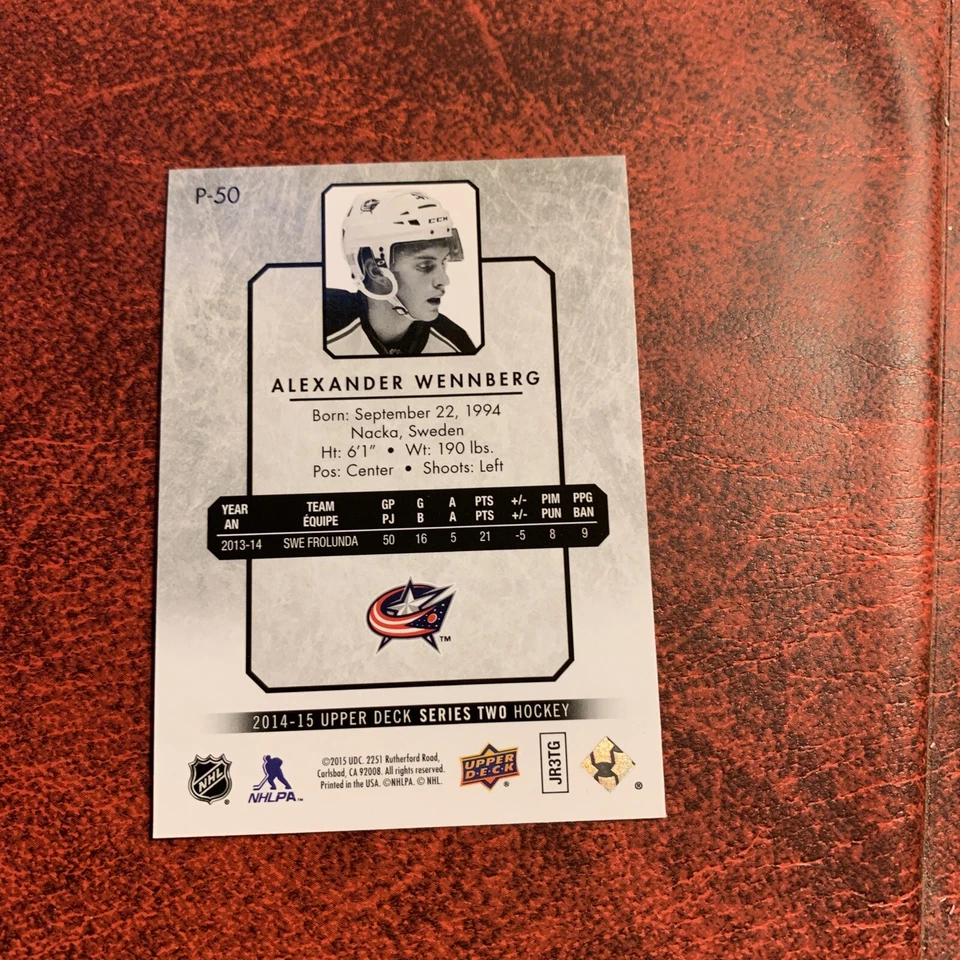 Bhh 2014/15 Upper Deck Portraits P-50 Alexander Wennberg Columbus blue jackets￼ - Image 2 of 2