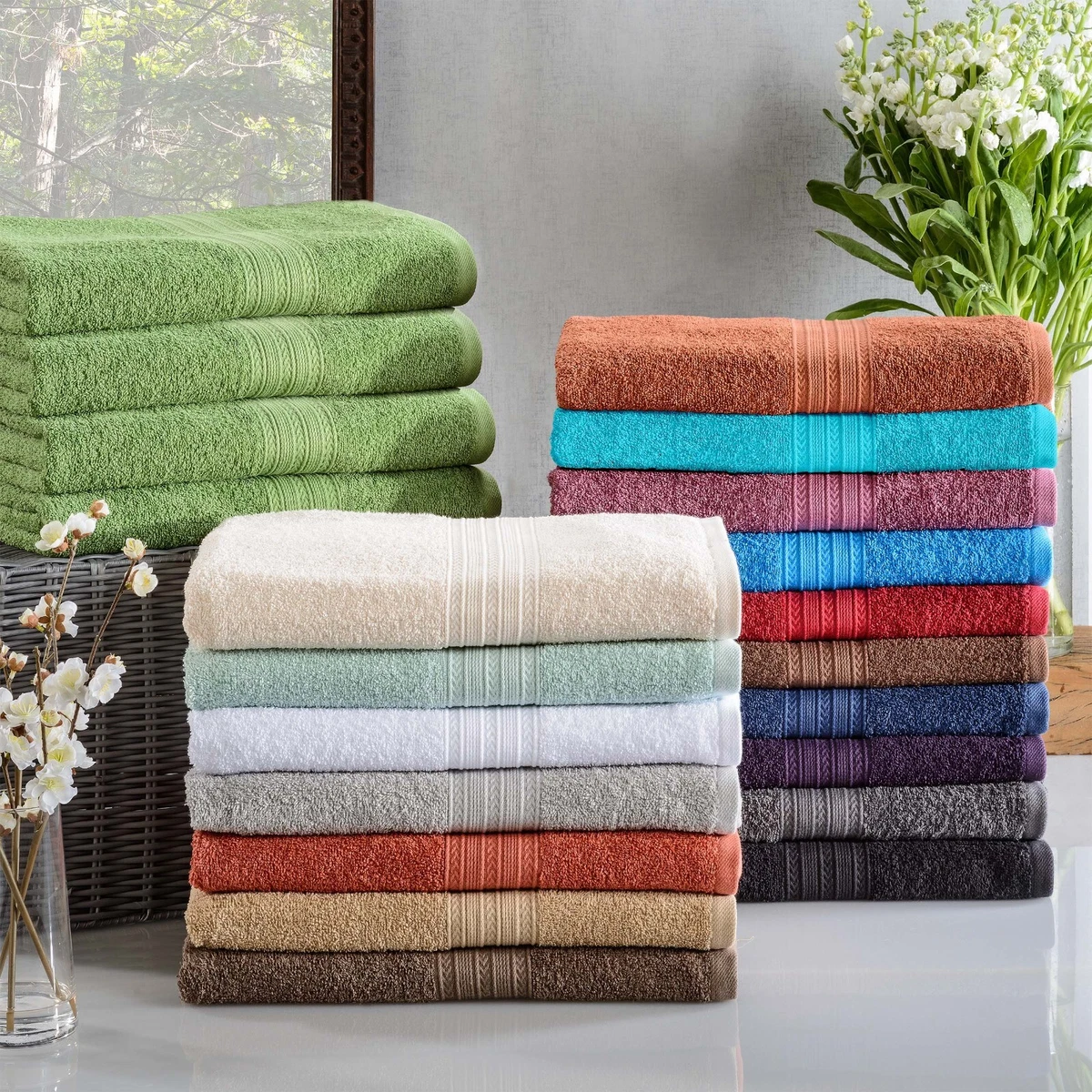 Soft and Plush, 100% Cotton, Highly Absorbent, Bathroom Towels