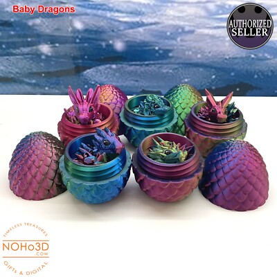 Baby Dragon with  Dragon Egg, 3D Printed Articulated Baby Dragon, BD001-SET