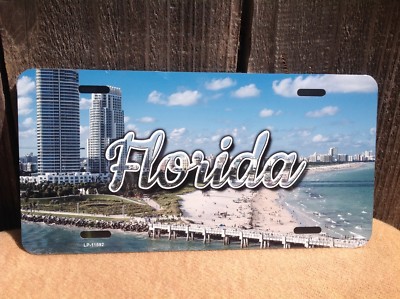 Florida White Sand Beach USA Scenic Skyline Novelty License Plate Auto Car