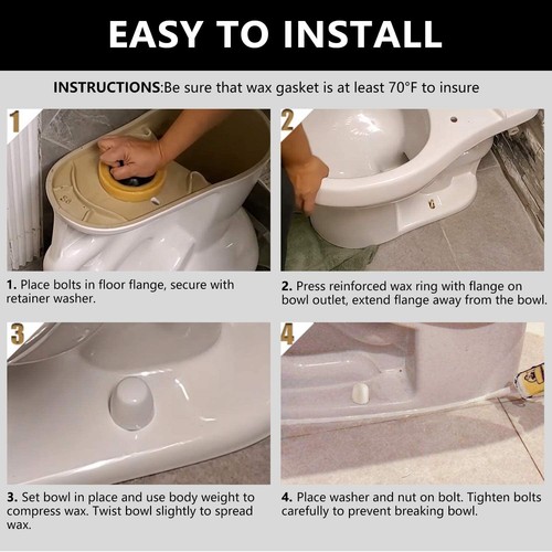 Toilet Bowl Extra Thick Wax Ring with Brass Bolts Reinforced Urethane Core an... - 第 4/5 張圖片