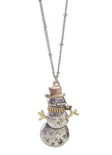 Rustic Two-tone Christmas Snowman Pendant Necklace for Women