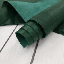 Green Pull Up Bison Leather Project Pieces 2-3oz Buffalo Leather Sides