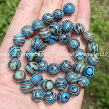 Pretty 6/8/10/12mm Blue Stripe Turquoise Gemstone Round Loose Beads 15'' Strand