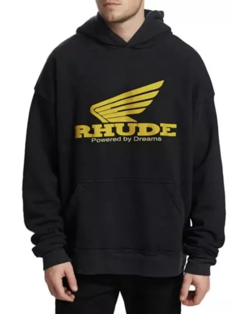 Rhude Premium Clothing Men s Distressed Vintage Black Yellow