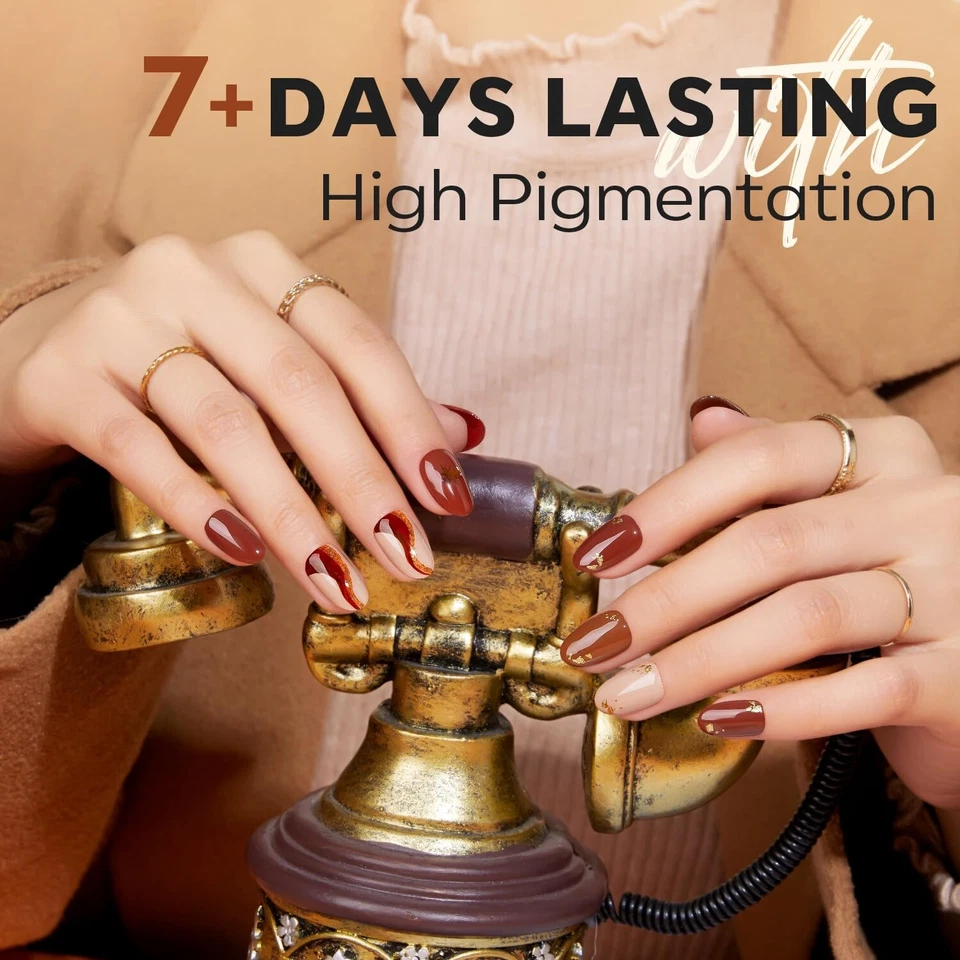 Juego de Esmalte de Uñas 6 Colores Otoño Invierno Brillo Kit de Esmalte de Uñas Naranja Marrón Rápido Foto 4 de 4