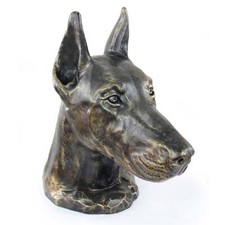 Doberman cropped Cremation Urn for Dog's ashes, Unique Pet memorial statue