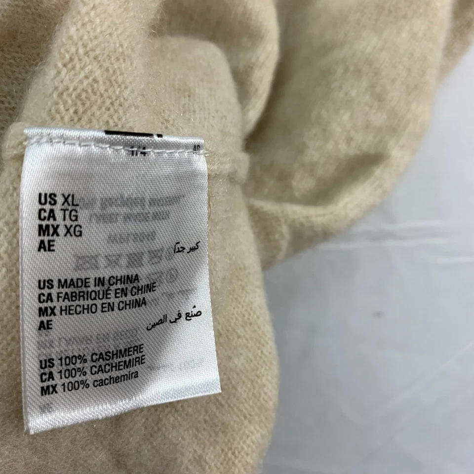 Suéter de Cachemira Club Room Para Hombres Talla XL Beige Pullover Informal Cuello Simulado Cálido Nuevo Foto 4 de 4